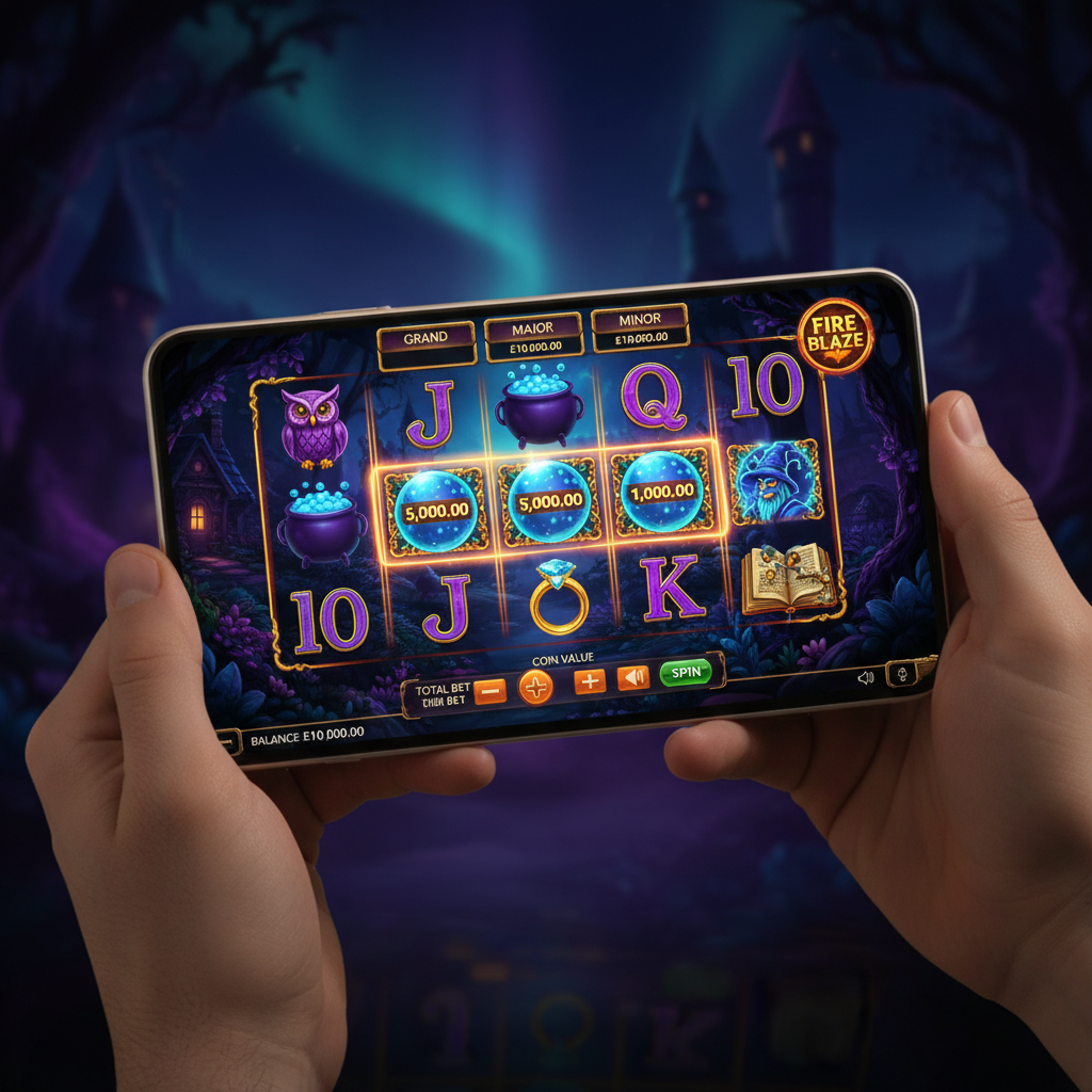 Blue Wizard on a smartphone screen - mobile version for UK players