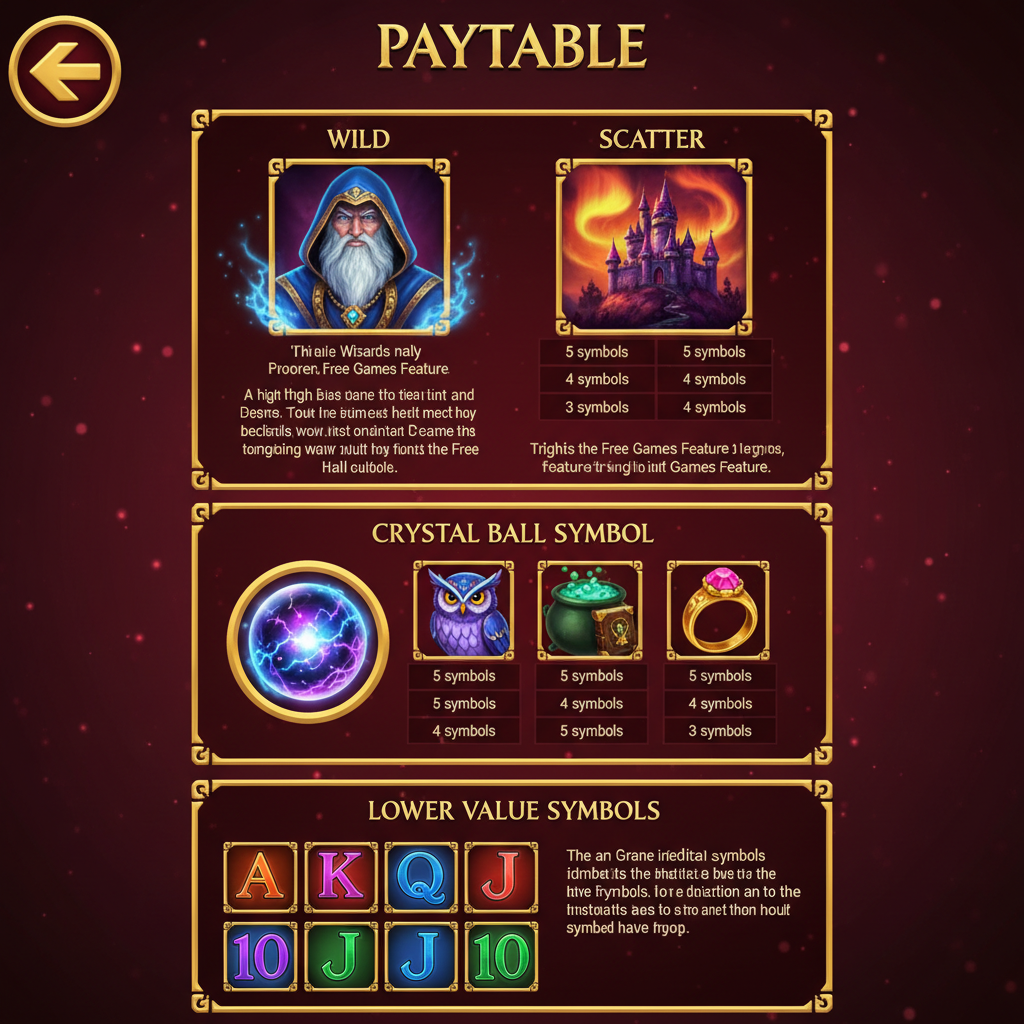 Blue Wizard - paytable view on mobile device