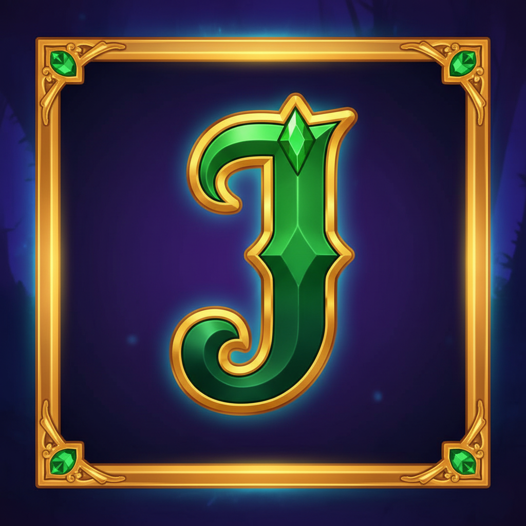 J symbol - stylized green letter with golden outline and decorative top